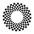 Racing Sport Circle Checkerboard Frame, Spiral Design Border, Pattern swatch, Isolated on white