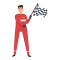 Racing team finish flag icon cartoon vector. Race car Royalty Free Stock Photo