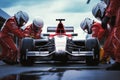 Racing Team at Pit Stop. Generative ai Royalty Free Stock Photo