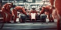 Racing Team at Pit Stop. Generative ai Royalty Free Stock Photo