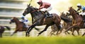 Racing to Victory. Jockeys Guide Their Horses in a Thrilling Outdoor Race. Generative AI