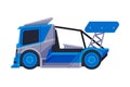 Racing Truck, Blue Fast Heavy Vehicle Freight Machine Flat Vector Illustration Royalty Free Stock Photo