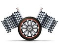 Racing Wheel With Flags Royalty Free Stock Photo