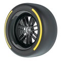 Racing Wheel with Yellow Medium, Compound type tyre, 3D rendering