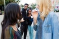 Racism - black couple being bullied Royalty Free Stock Photo