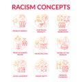 Racism concept icons set