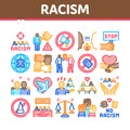 Racism Discrimination Collection Icons Set Vector