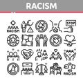 Racism Discrimination Collection Icons Set Vector