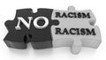 Racism no puzzle piecies black and white togetherness - 3d rendering