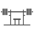 Rack with a barbell solid icon, Gym concept, barbell on rack sign on white background, Dumbbell stand icon in glyph Royalty Free Stock Photo