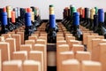 Rack of bottles of wine with blank label Royalty Free Stock Photo