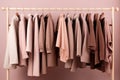 A rack with coats. Illustration AI Generative Royalty Free Stock Photo