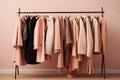 A rack with coats. Illustration AI Generative Royalty Free Stock Photo