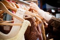 Rack of dresses at market Royalty Free Stock Photo