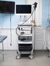 Rack of endoscopic equipment for gastroscopy. In an empty room, stand a device for gastroscopic examination of the