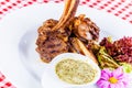 Rack of lamb with mint sauce Royalty Free Stock Photo