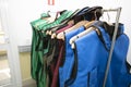 Rack of lead aprons used for x-ray protection in operating Royalty Free Stock Photo