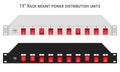 Rack mount power distribution units with fuse protection and red switches Royalty Free Stock Photo