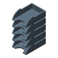Rack paper tray icon isometric vector. Folder desk shelf
