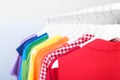 Rack with rainbow clothes