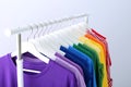 Rack with rainbow clothes