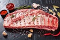 Rack of raw pork spare ribs Royalty Free Stock Photo