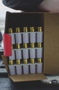 A rack of rounds in the box on the range