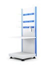 Rack with shelves and hooks for product on a white back Royalty Free Stock Photo