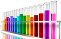 Rack of Test tubes with colored liquids Royalty Free Stock Photo