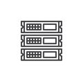 Rack units, servers line icon, outline vector sign, linear style pictogram isolated on white