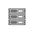 Rack units, servers line icon, outline vector sign, linear style pictogram isolated on white.