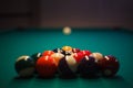 Racked and ready - Pool balls set up for play Royalty Free Stock Photo