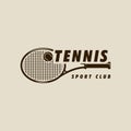 racket and ball of tennis logo vintage vector illustration template icon graphic design. sport sign or symbol for club or Royalty Free Stock Photo