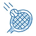 Racket Hits Ball doodle icon hand drawn illustration