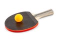Racket with an orange ball for ping-pong Royalty Free Stock Photo