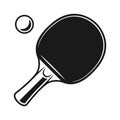 Racket for ping pong and ball vector black objects Royalty Free Stock Photo