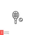 Racket and tennis ball, sport icon. Play Tennis game with racquet. Pictogram line style Royalty Free Stock Photo