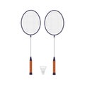 Rackets of badminton, isolated on white background. Sport game. Royalty Free Stock Photo