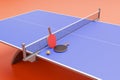 Rackets and ball court for table tennis, ping pong. Royalty Free Stock Photo