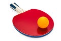 Rackets and ping pong ball for playing table tennis Royalty Free Stock Photo