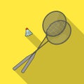 Rackets and a shuttlecock for badminton.Summer rest single icon in flat style vector symbol stock illustration. Royalty Free Stock Photo