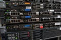 Rackmount LED console in server room data center Royalty Free Stock Photo