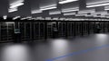 Rackmount LED console in server room data center. Server. Room servers data center. Backup, mining, hosting, mainframe Royalty Free Stock Photo