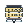 Color illustration icon for Rackmount Server, security and network