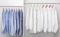 Racks with clean clothes after dry-cleaning Royalty Free Stock Photo