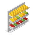 racks with fruits. Vector illustration decorative design