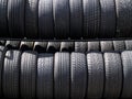 Racks/rows of tires in sunlight