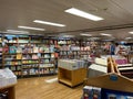 Herceg-Novi, Montenegro - 17 august 2023: Racks and shelves with colorful children books in a bookstore