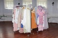 Racks of vintage historical dresses