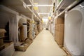 Racks in warehouse sanitary technicians in store